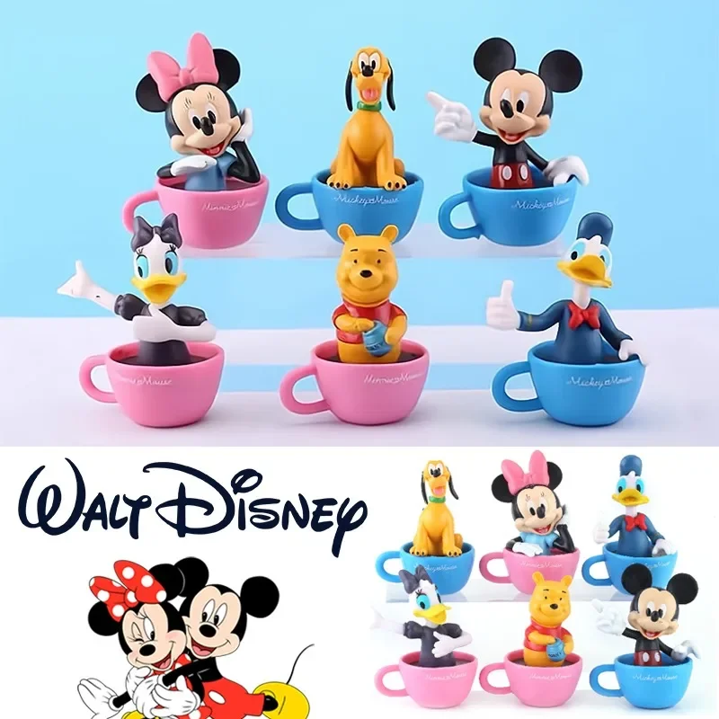 

6pcs Disney Mickey Mouse Cake Doll Decoration Anime Party Cartoon Figuren Model Girls Desk Creative Ornaments Kawaii Kids Toys