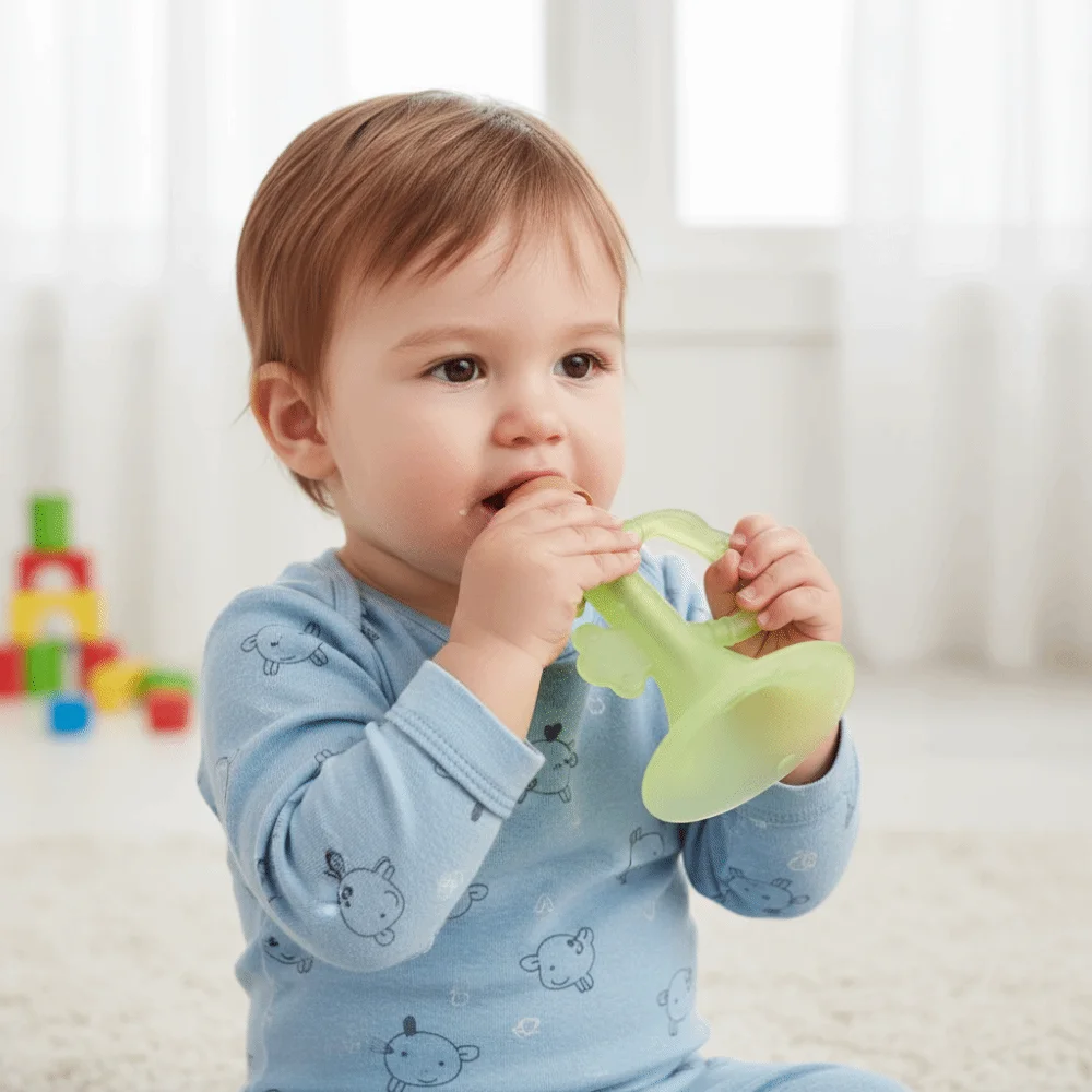 Trompete de Silicone para Bebês, Design Colorido, Simulação de Som, Brinquedo Mastigável para Cultivar a Capacidade Pulmonar