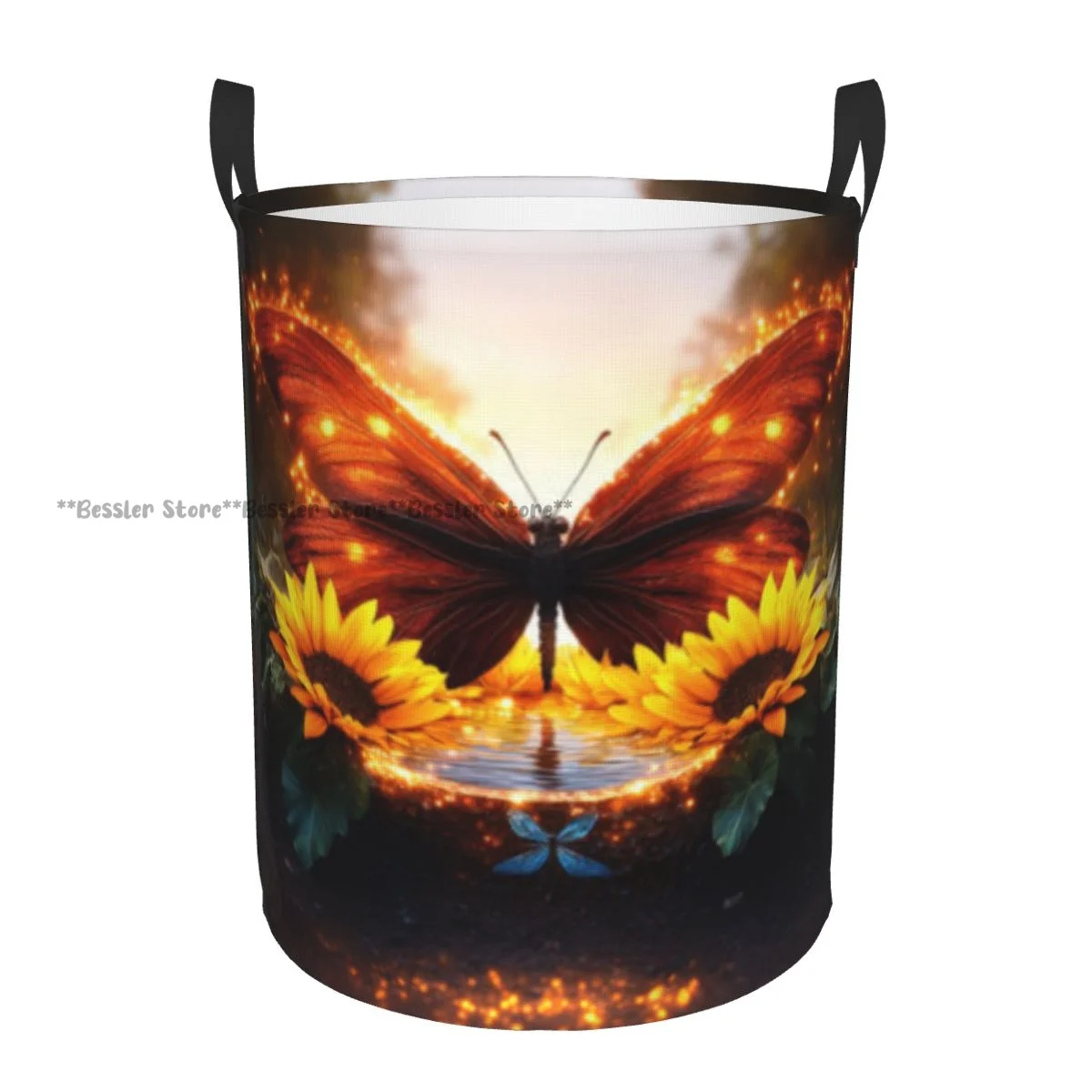 

Foldable Laundry Basket for Dirty Clothes Enchanting Butterfly And Sunflowers At Magical Storage Hamper