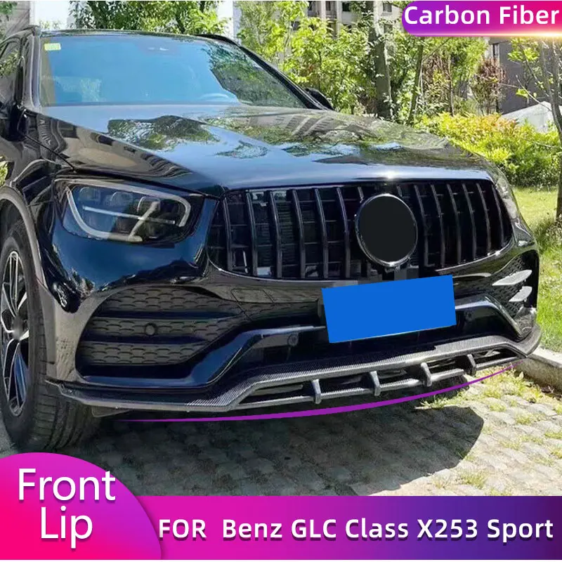 for Mercedes-Benz GLC Class X253 Sport GLC43 AMG 2020 2021 Carbon Fiber Car Front Bumper Lip Spoiler Front Lip Chin Apron