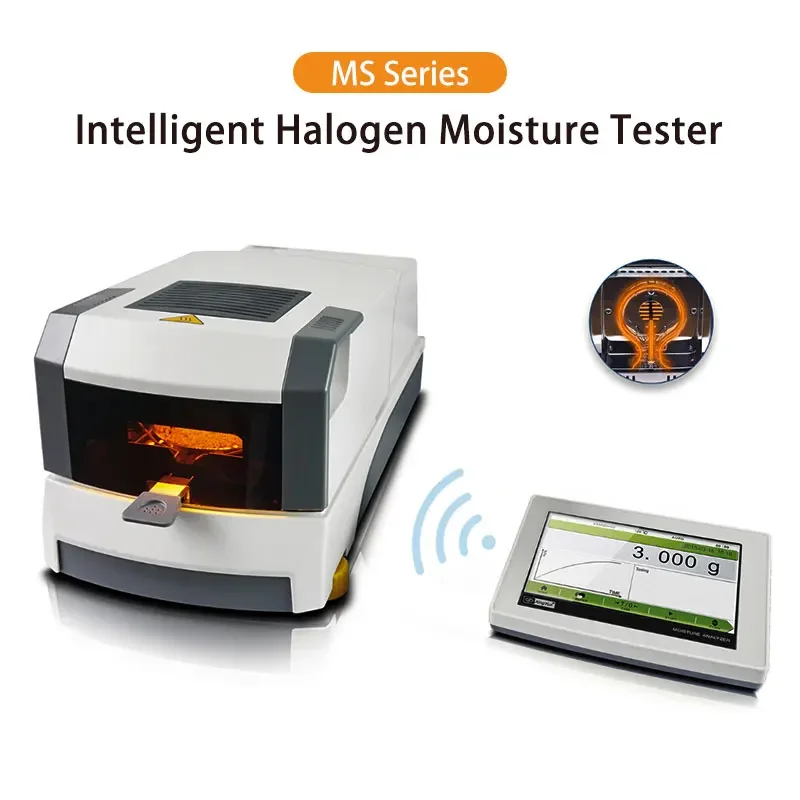 

Intelligent Halogen Moisture Tester 0.001g 110g 210g Full color touch screen, Lab Balance Auto Moisture Tester