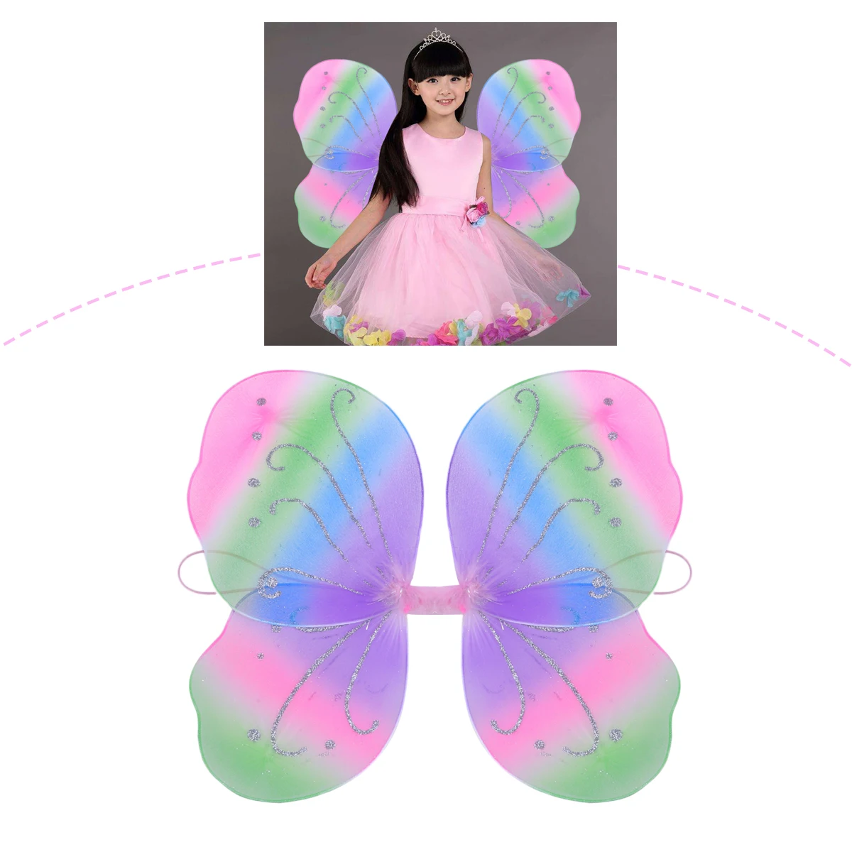 

Butterfly Wings Costume Set Quality Material Comfortable Wear Design Photo Shoot Halloween Cosplay Party Prop