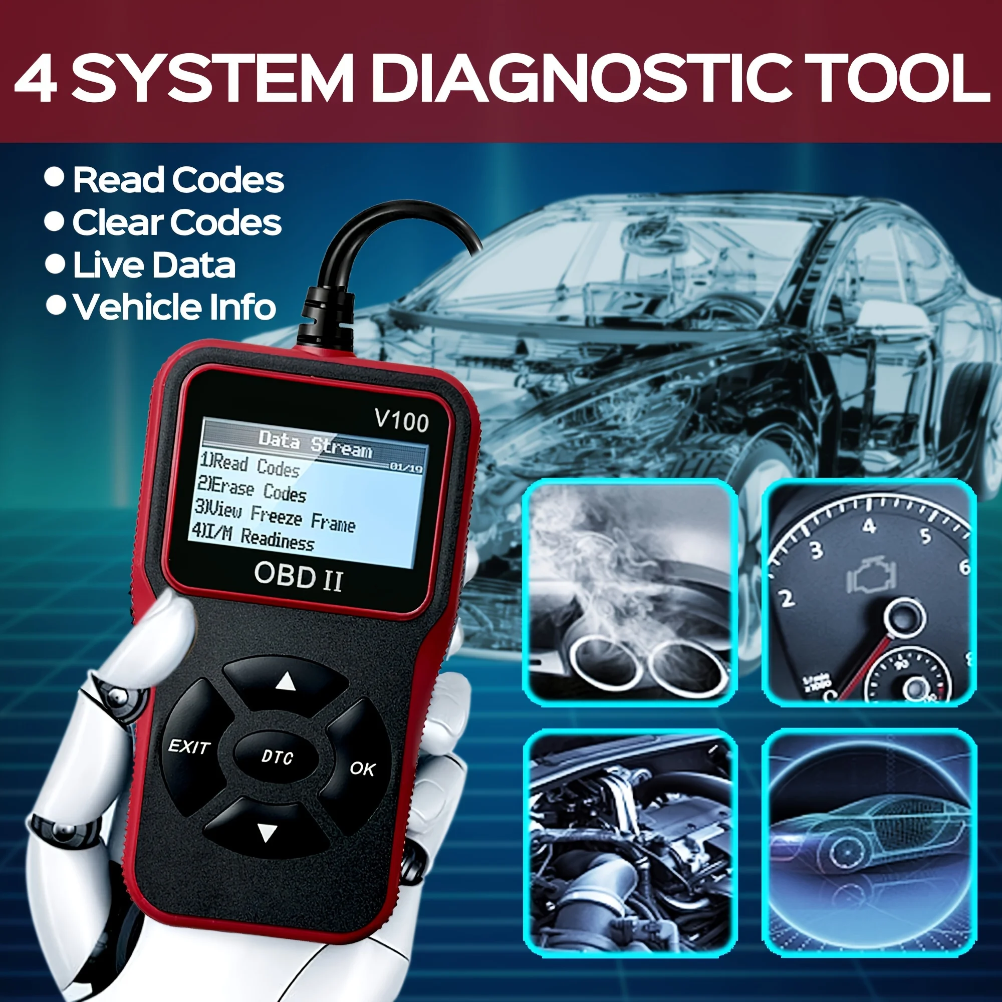 Automotive OBD2 Diagnose Scanner Code Reader Engine Fault Code Reader Scanner Can Diagnose Scan Tool For All OBD II Protocol Car