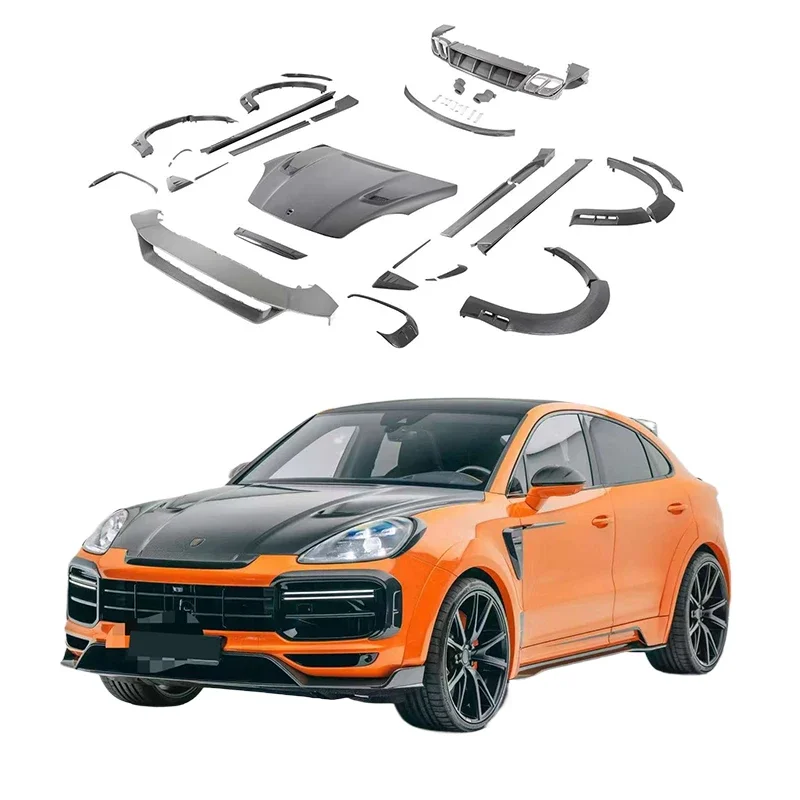 Runde Top Ranking MSY Body Kit For Porsche Cayenne Coupe Turbo Carbon Fiber MSY Body Kit Front Lip Wheel Eyebrow Spoiler