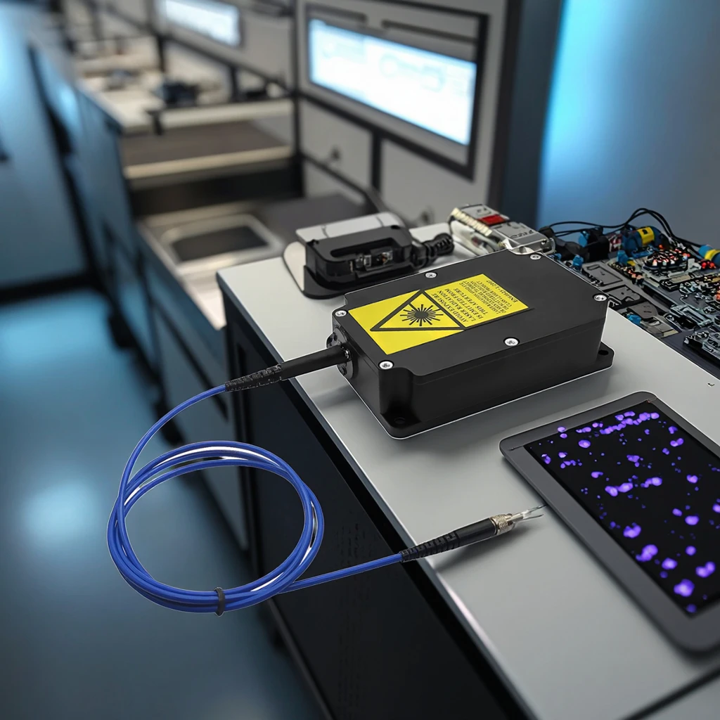 شجرة ليزر 470 نانومتر 15 وات ليزر مقترن من الألياف 50um 60um 100um 200um 400um 800um ليزر ديود أزرق من الألياف