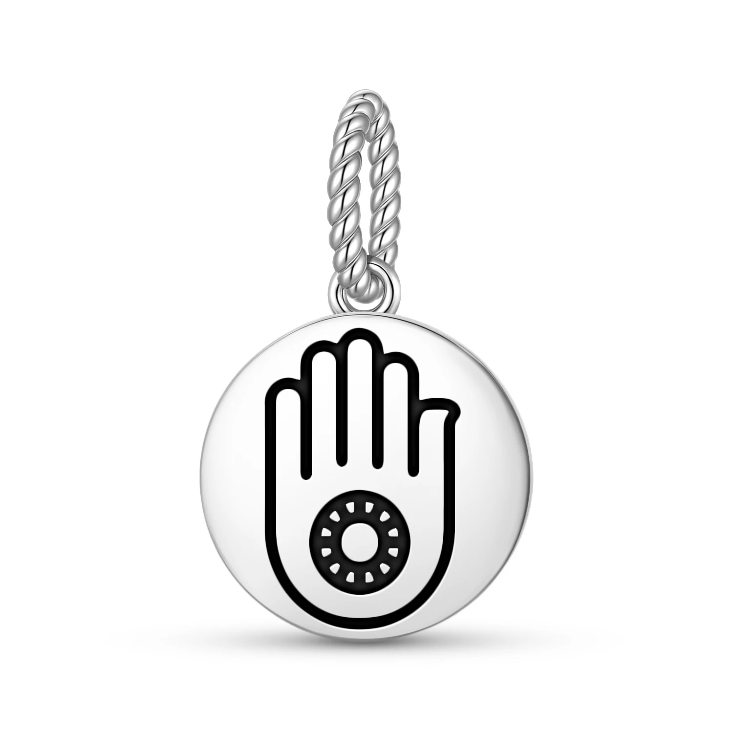Jainism Jain Hand Symbol Pendant 925 Sterling Silver Symbol Charm Bead for Women Bracelet Necklace Jewelry Trendy