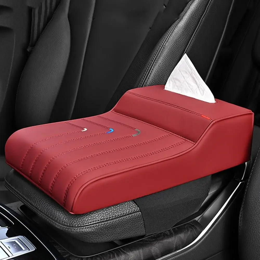 PU Leather Center Console Armrest Cushion Height Increasing Portable Armrest Pad with Tissue Box Multifunctional