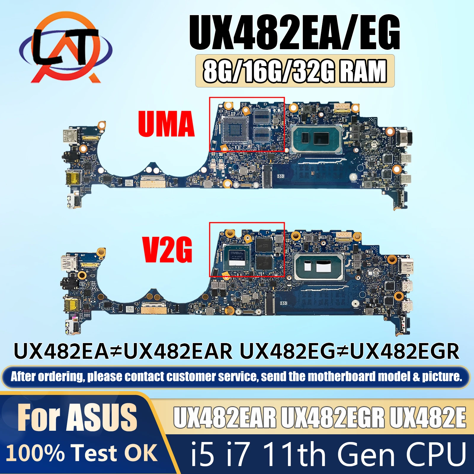 UX482EGR Mainboard For ASUS UX482EAR UX482E BE482E BX482E Laptop Motherboard i5 i7 11th Gen RAM-8G/16G/32G