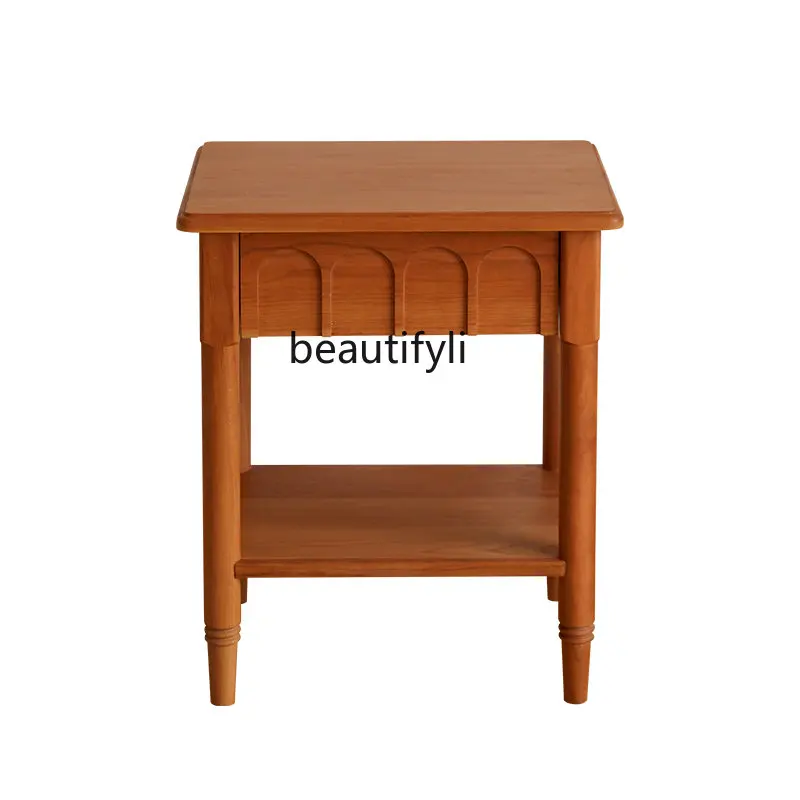 

Nordic and Japanese Style Solid Wood Bedside Cabinet Small Apartment Home Retro Living Room Simple Cherrywood Side Table Cabinet