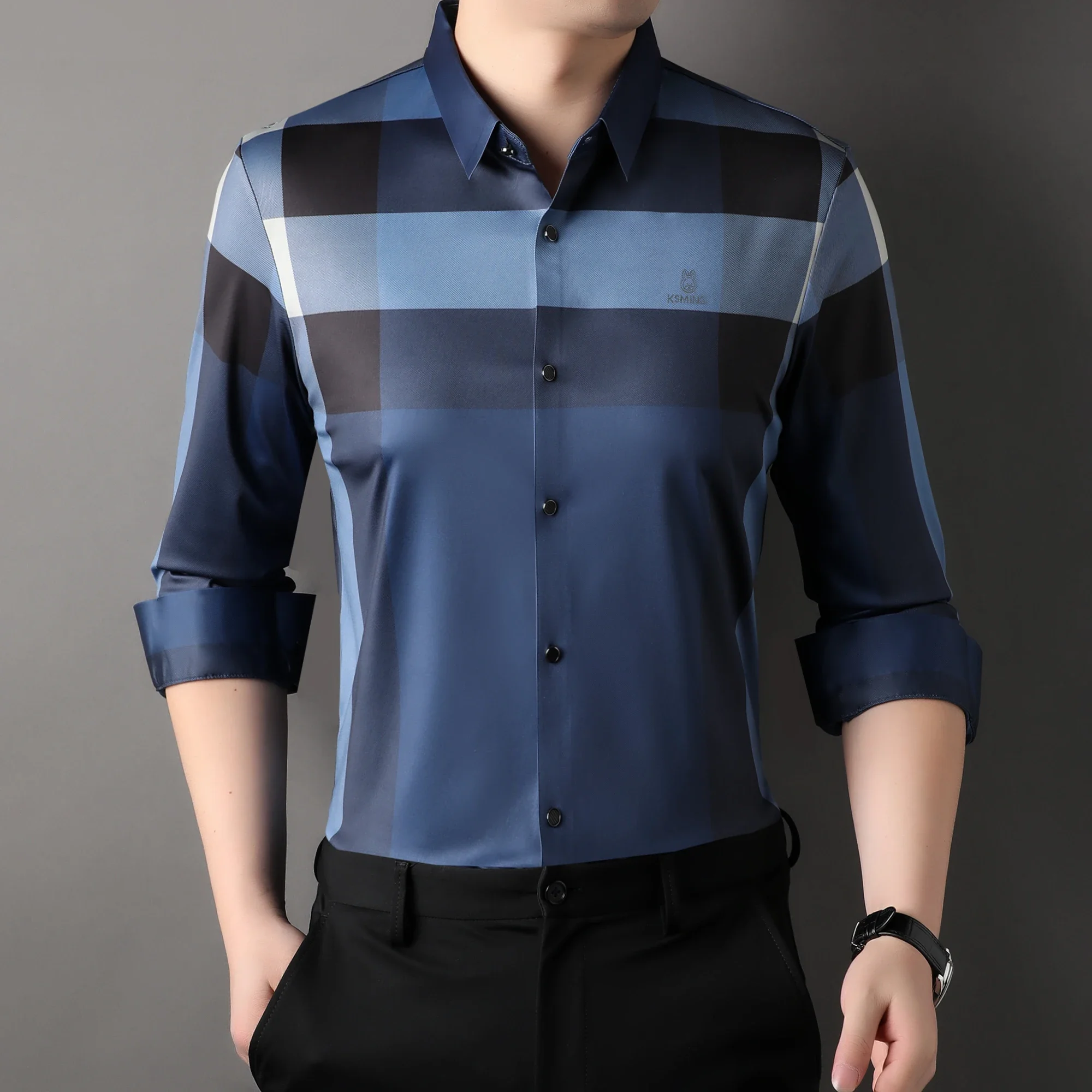 High Grade Long Sleeve Business Casual Shirt for Men T-Shirty 2024 Luxury Designer Brand New Spring/autumn Versatile Stripe Tops