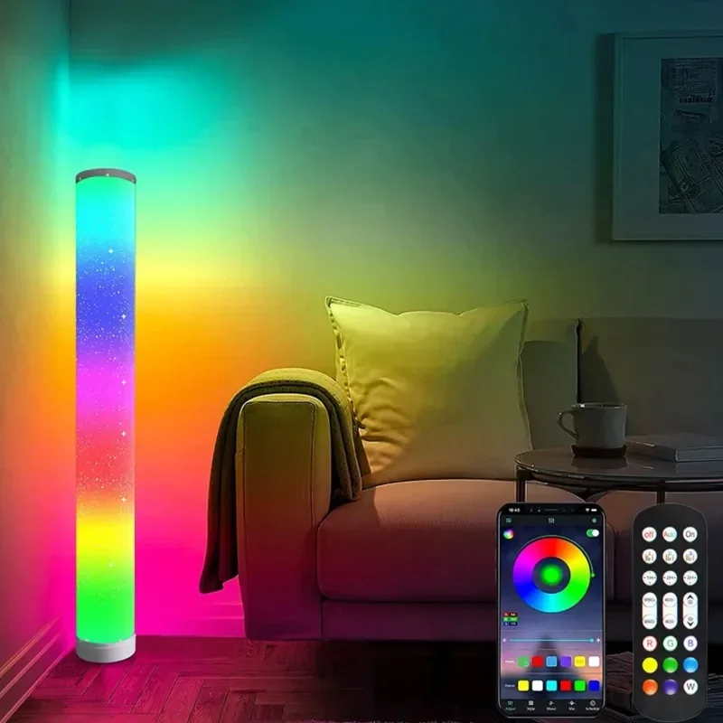 LED Floor Lamp RGBIC Living Room Corner Ambient Light  APP Smart Music Synchronized Color Change Colorful Decorative