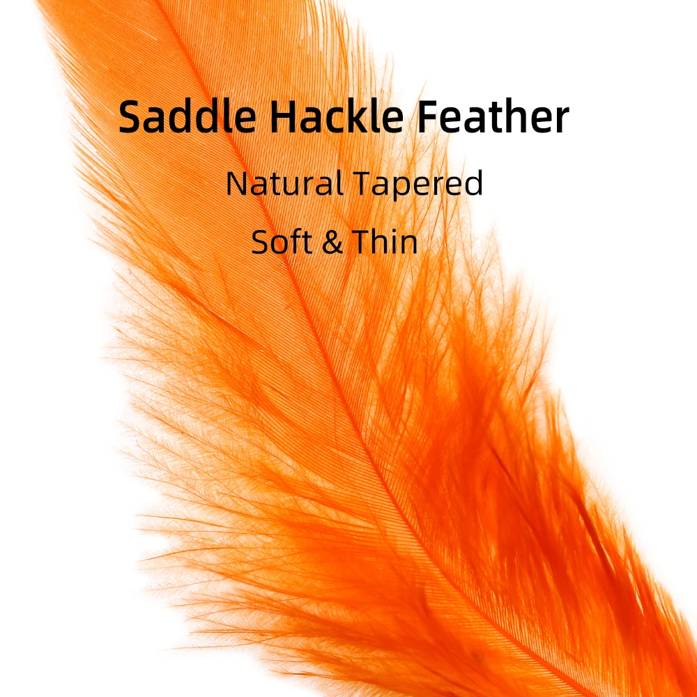 50PCS/Pack Colored Rooster Saddle Hackle Fly Tying Cock Schlappen Feathers for Trout Salmon Bass Saltwater Streamer Flies