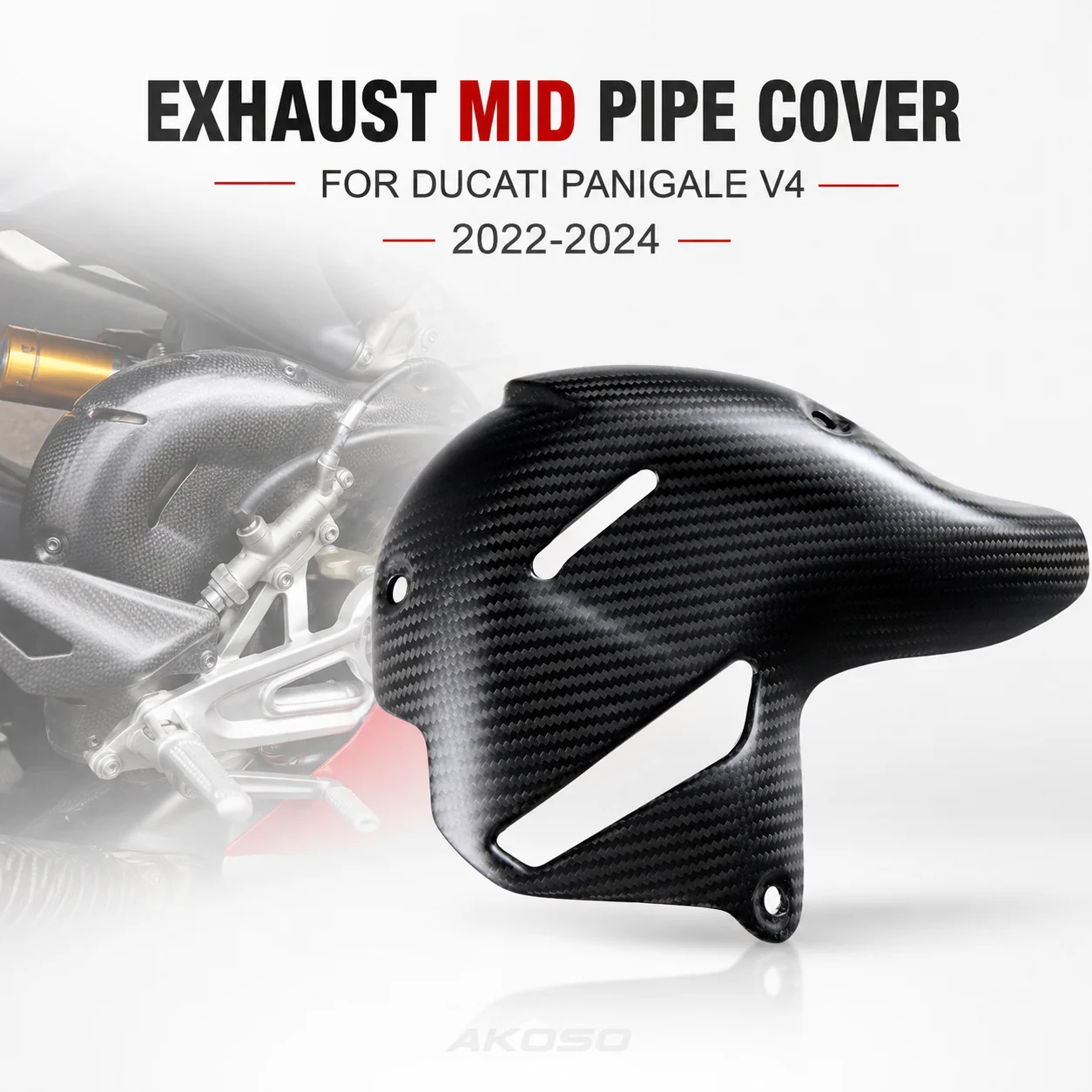 

Exhaust Mid Pipe Cover Heat Shield Carbon Fiber Exhaust Guard for Ducati Panigale V4 Ducati V4 2022-2024 Motorcycle Accessories