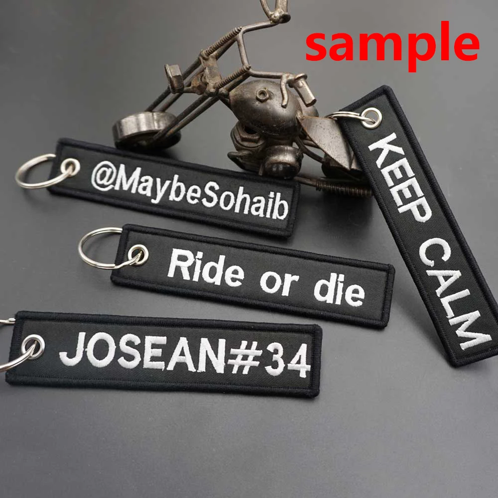 Individuell Bestickter Schlüsselanhänger - Personalisierter Text-Namensschild-Schlüsselring für Motorrad, Auto, Rucksack, Gepäck Reisezubehör – Detail 6