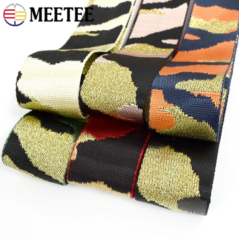 1/2/3/5Meters Meetee 38/50mm Leopard Camouflage Nylon Webbing Jacquard Bag Luggage Strap Decor Lace Ribbon Band Sewing Accessory