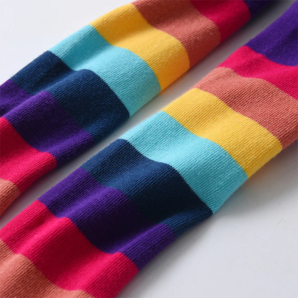 DXTON Tights For Girls Cotton Baby Girl Tights Fashion 4 Season Kids Pantyhose Rainbow Striped Soft Children Princess Leggings - Image 5