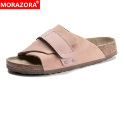 MORAZORA Plus Size 35-46 New Real Leather Women's Slippers Suede Non-Slip Slides Summer Flat Summer Sandals Fashion Beach Shoes