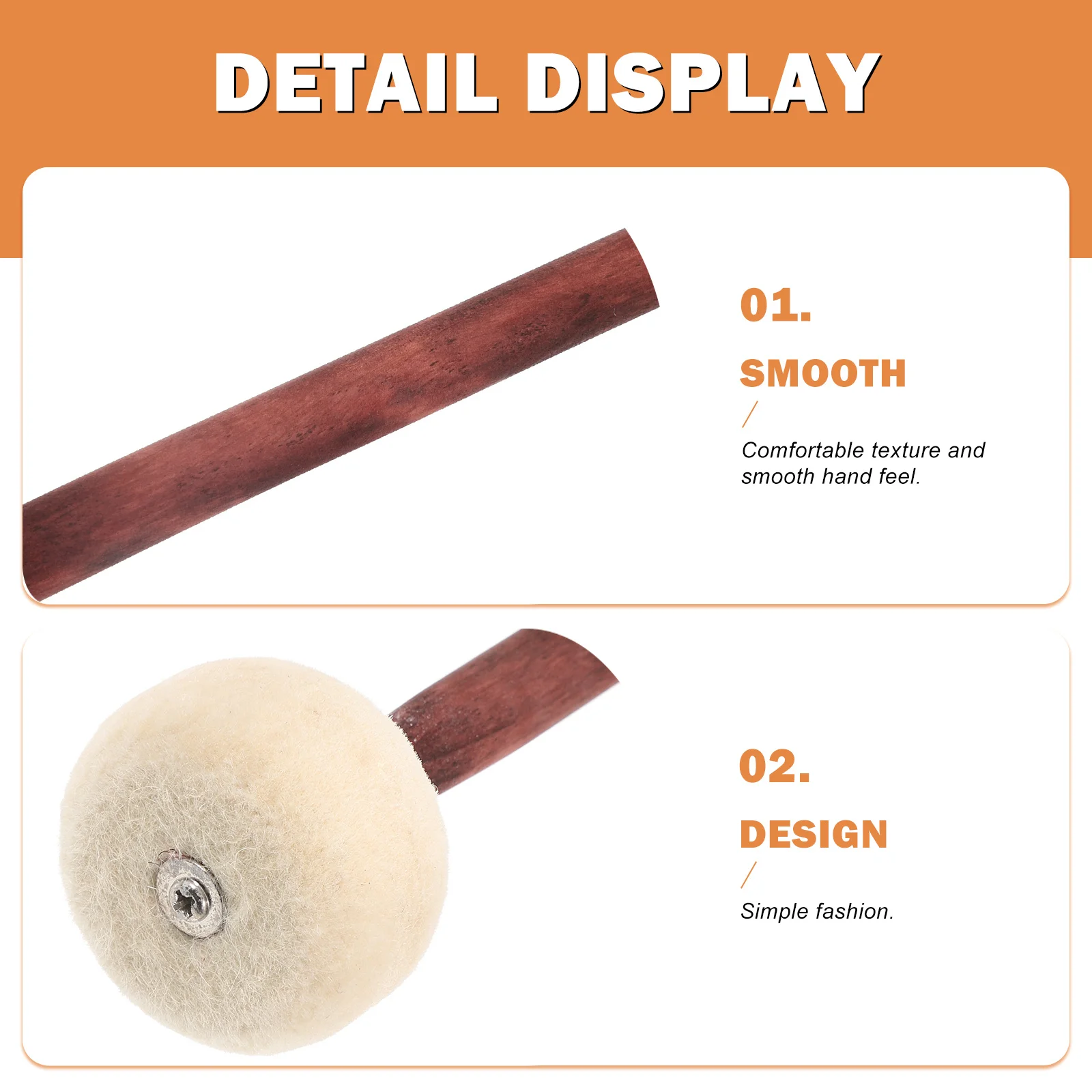 

2Pcs Drum Mallet Wood Handle Large Felting Head Bass Drum Stick Practice Percussion Sticks Beginner Drumsticks