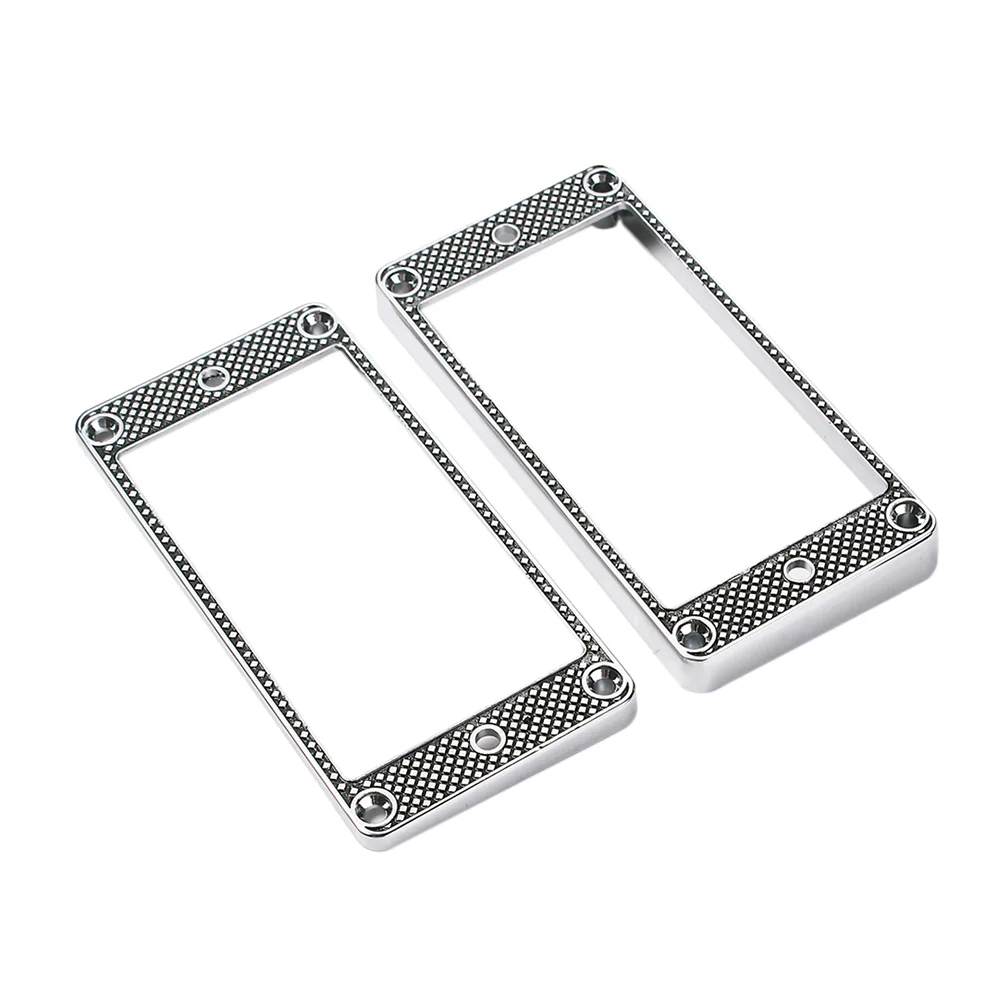 

2pcs Metal Electric Guitar Pickup Humbucker Arch Tops Mounting Ring Frame Musical Instrument Accessory GB301F (Silver)