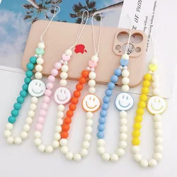 Fashion Acrylic Colorful Beads Mobile Phone Chain For Women Love Phone Case Strap Lanyard Charm DIY Jewelry Accessories