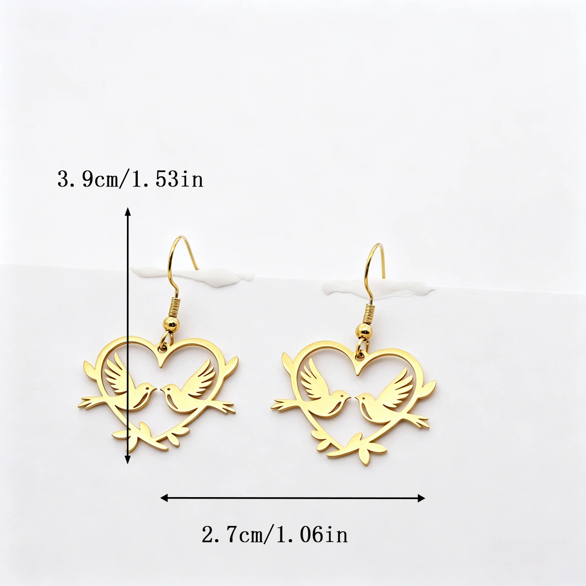 Kinitial Heart Love Couple Birds Dangle Earrings For Women Stainless Steel Swallow Drop Earring Jewelry Valentine's Day Gift