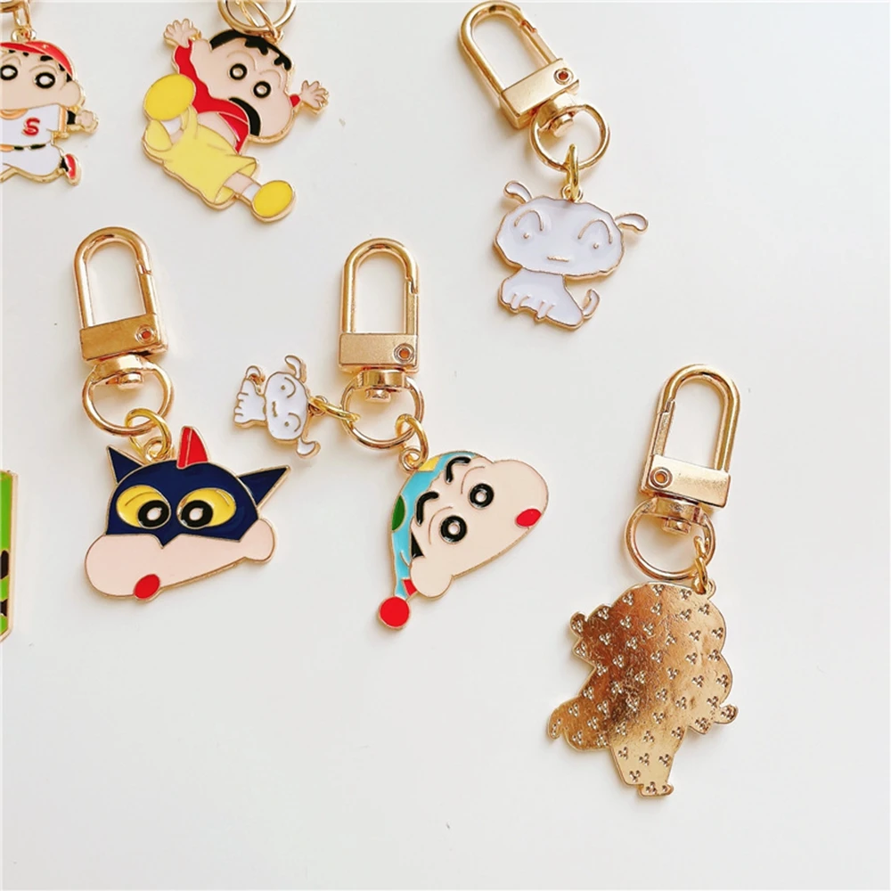 New Kawaii Anime Crayon Shin Chan Keychain Creative Key Ring Phone Couple Bag Figure Ornament Car Pendant Charm Children's Gift