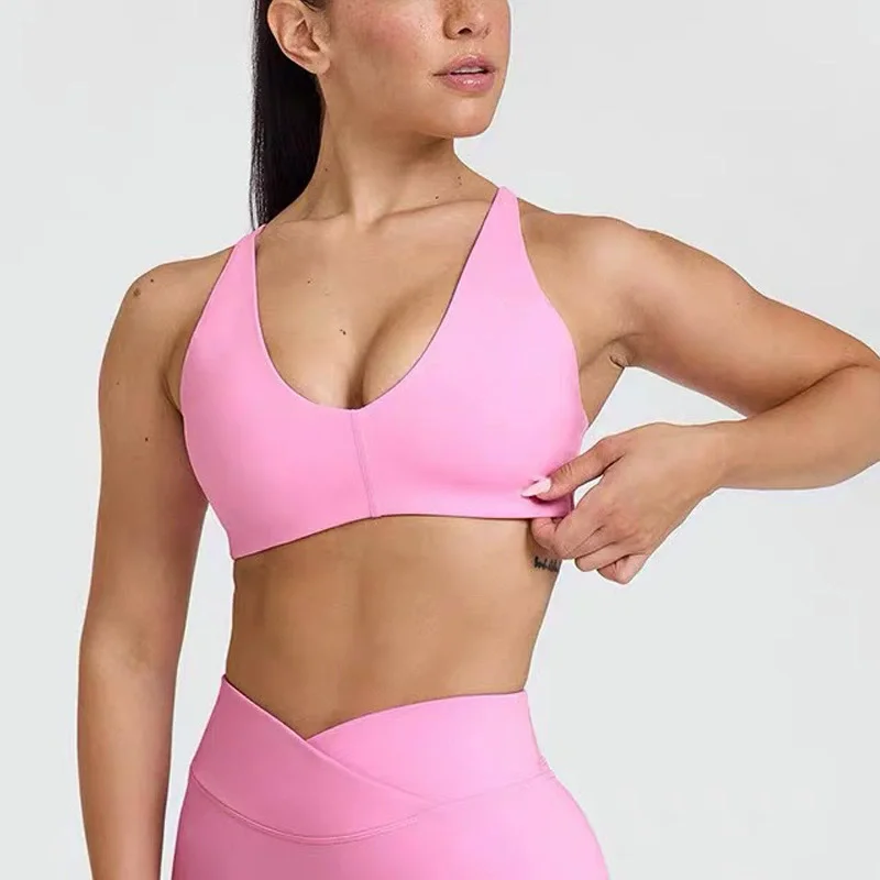 New Yoga Shock-Asorbing Cross-Shaped Beautiful Back Strappy Vest For Women Chest-Padded High-Elastic Breathable And Quick-Dryin