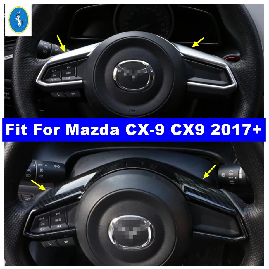 

Matte / Carbon Fiber Look Steering Wheel Button Frame Cover Trim Kit Fit For Mazda CX-9 CX9 2017 - 2020 Car Interior Accessories