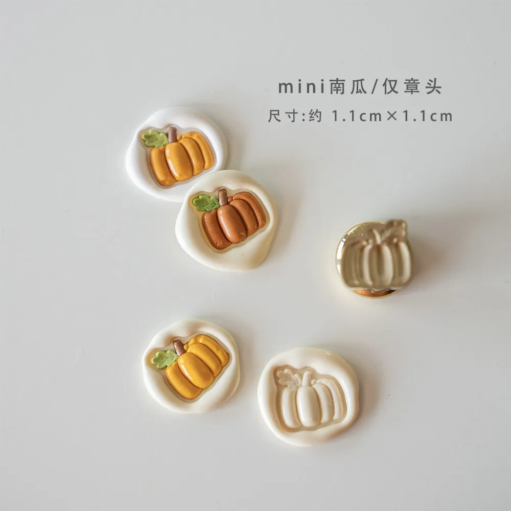 Mini Pumpkin 3D Wax Seal Stamp toys Personalized Multi-Layer Special-Shaped Relief Sealing wax stamp Copper Head for Envelope