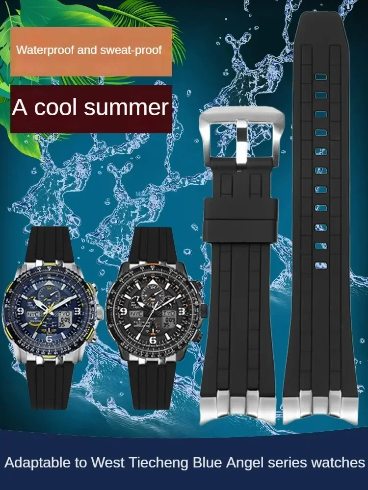 Enxi Is Suitable for C-itizen Blue Angel First and Second Generation AT8020/JY8078 Original Arc Silicone Watch with Male