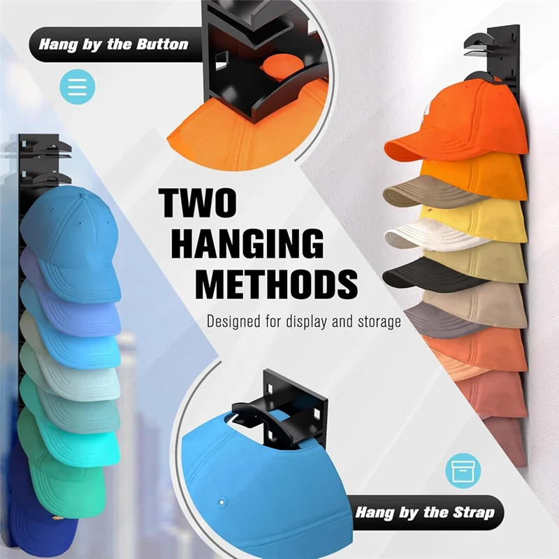 

AD30-2PCS Strong Adhesive Baseball Cap Organizer, Wall-Mounted Hat Rack, Holds 20 Hats