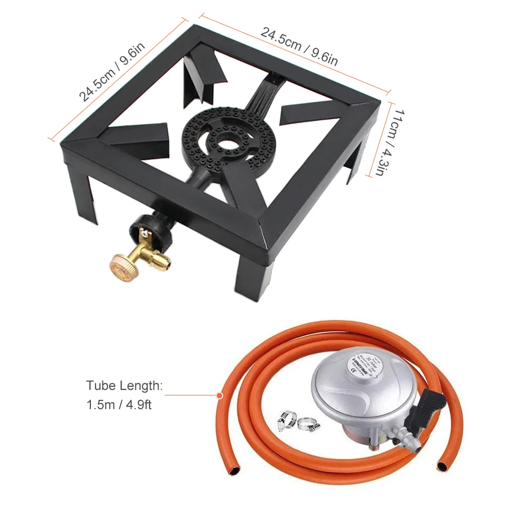 8KW Gas Boiling Ring Cast Iron Burner Large LPG Stove Outdoor Cooker Iron Frame Portable Fire Control Stove
