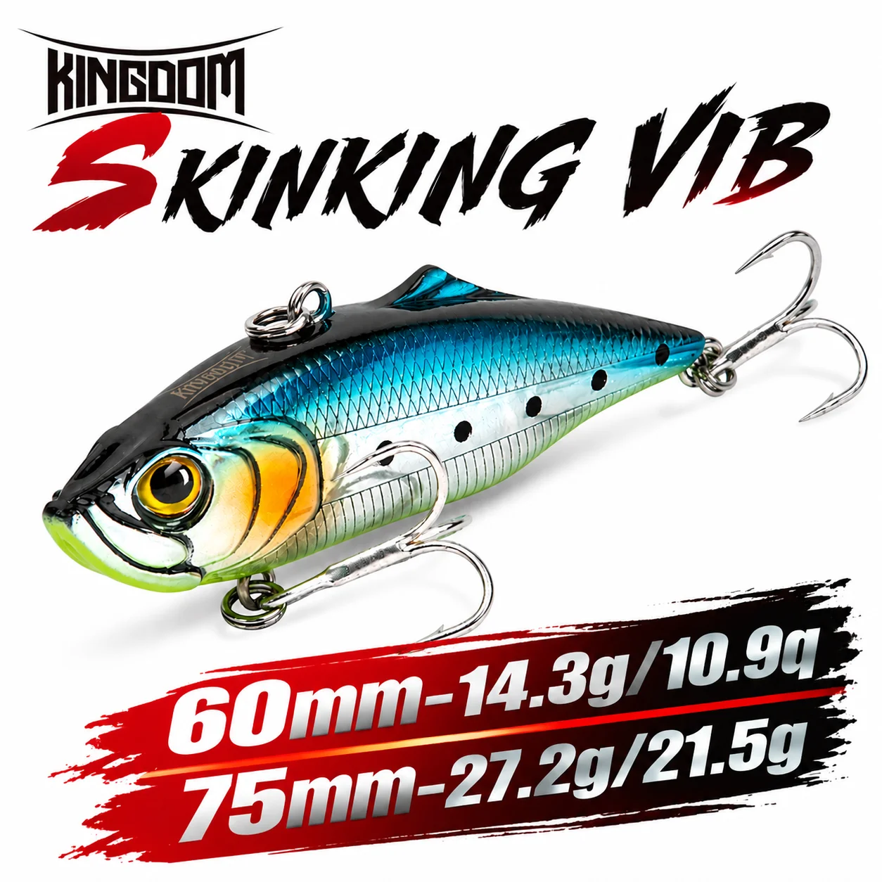 KINGDOM SKINKING VIB Angelköder 60mm 75mm Langsam Sinkender VIB-Köder 10,9g-27,2g Harter Wobbler-Köder für Barsch, Hecht, Forelle Angelzubehör
