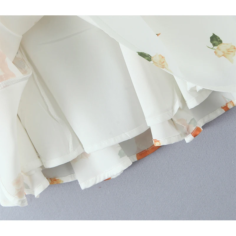 YENKYE Lace Spliced Stampa floreale Elegante A-line Abiti estivi Donna Vintage Manica a sbuffo Vacanza Casual Abito corto 2025 Robe