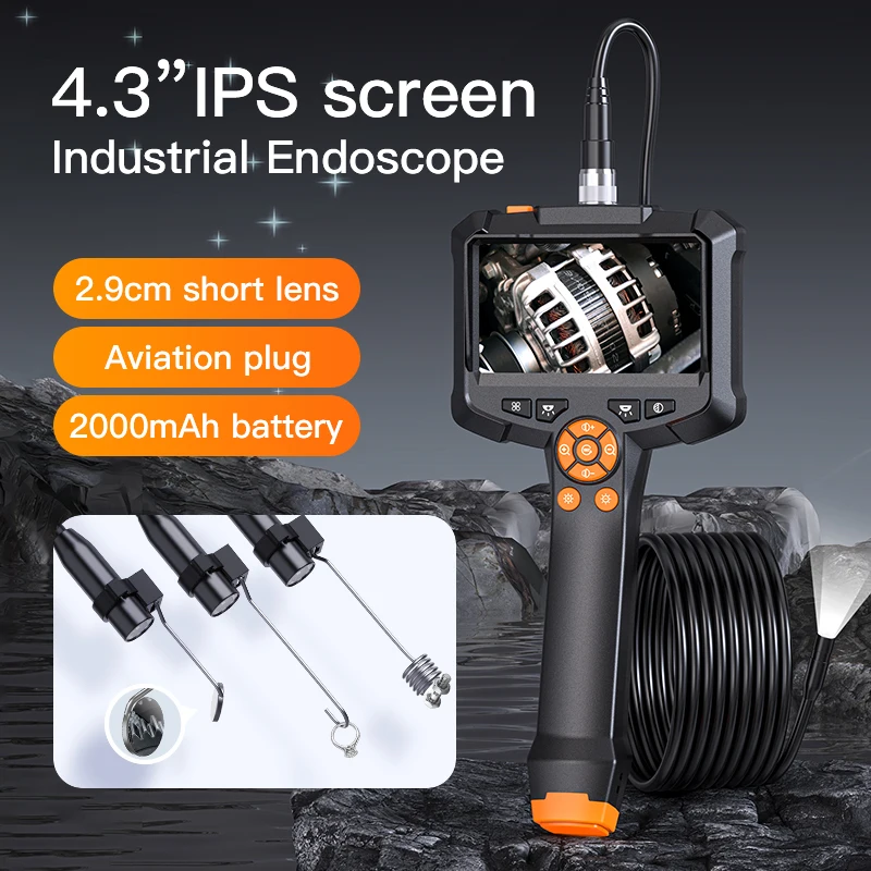 4.3inch IPS Screen Handhold Industrial Endoscope Camera Waterproof HD1080P Lens Inspection Camera Borescope For Car Pipe IP67