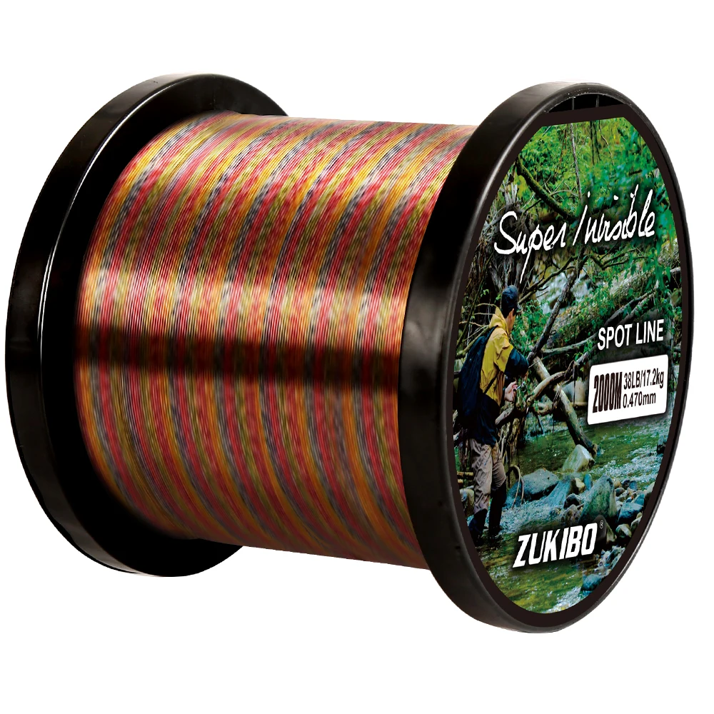 Zukibo 2000m super unsichtbare gefleckte Angelschnur Japan Bionic Speckle Angelschnur Fluor kohlenstoff beschichtete Mono filament Nylons chnur