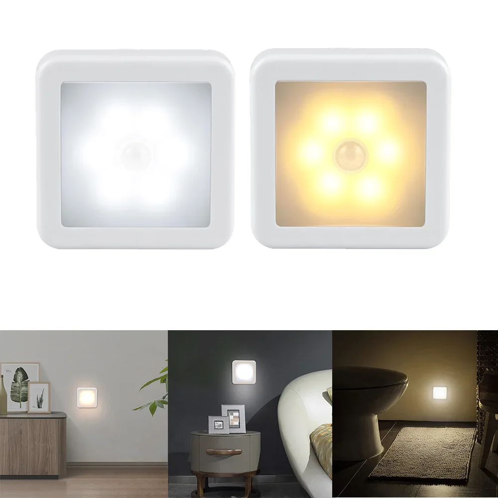 Motion Sensor LED Night Light Smart USB charging Battery Operated  WC Bedside Lamp For Room Hallway Pathway Toilet Home Lighting