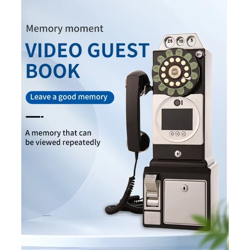 2024 New Arrival Retro Wedding Video Guest Message Book Retro Video Sign-in Machine Antique Telephone Video Blessing Telephone