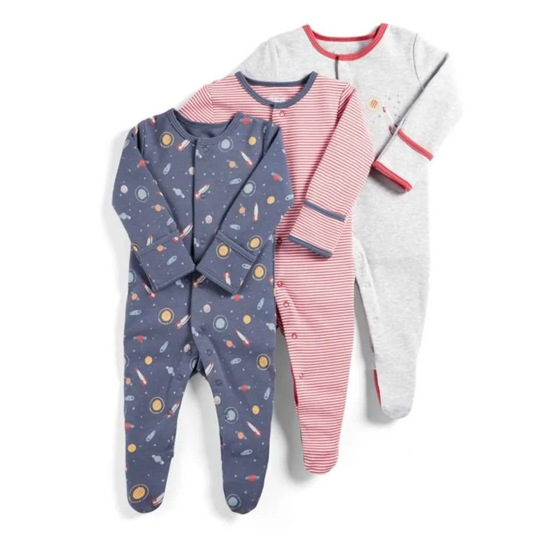 0-12 mesi neonate set di vestiti neonato neonato manica lunga 100% cotone pagliaccetto bambina tuta 3 pz/lotto