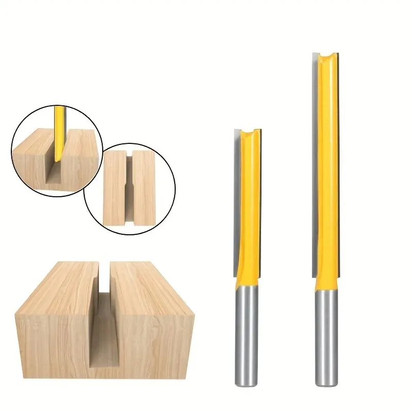 2 Pcs ,Long Reach Double-Edged Straight Router Bit - 1/4\