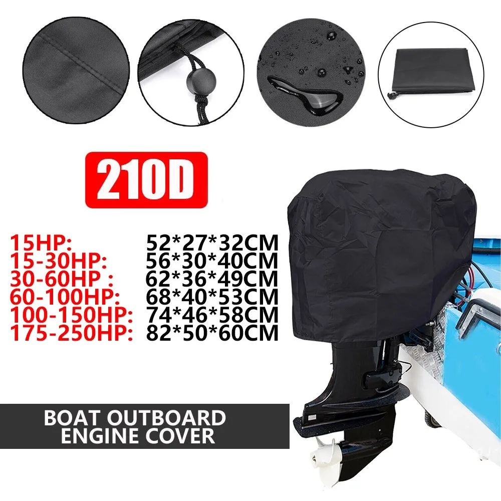 

210D 15-250 HP Universal Trailerable Outboard Boat Motor Engine Oxford Cover Waterproof Anti UV Dustproof Marine Engine Cover