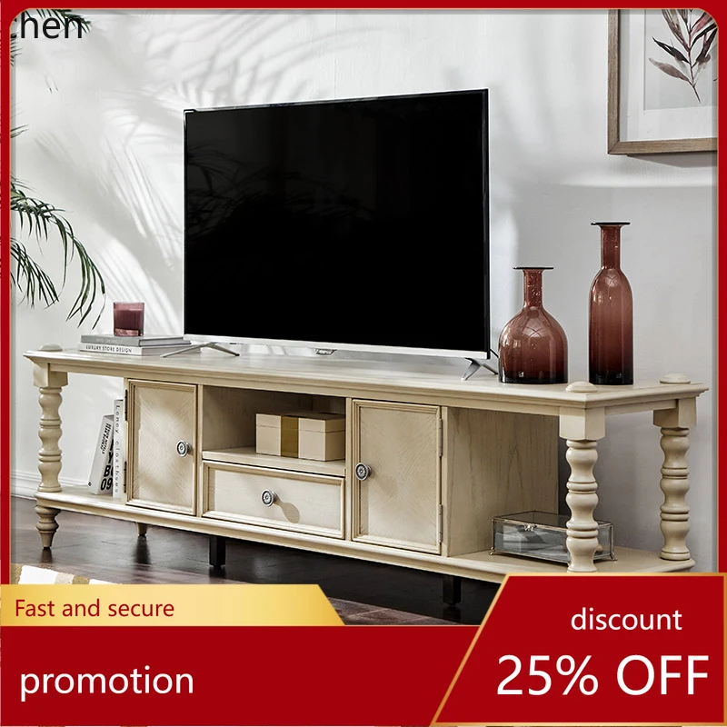DSA old living room solid wood TV cabinet small apartment solid wood with texture locker TV cabinet