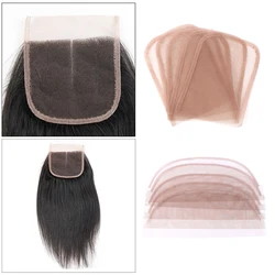 5pcs/bag 4X4inch Swiss Lace Closure Frontal Base Brown Hand-woven Hair Net Piece For Making Lace Wigs Cap Closure Wig Accessory