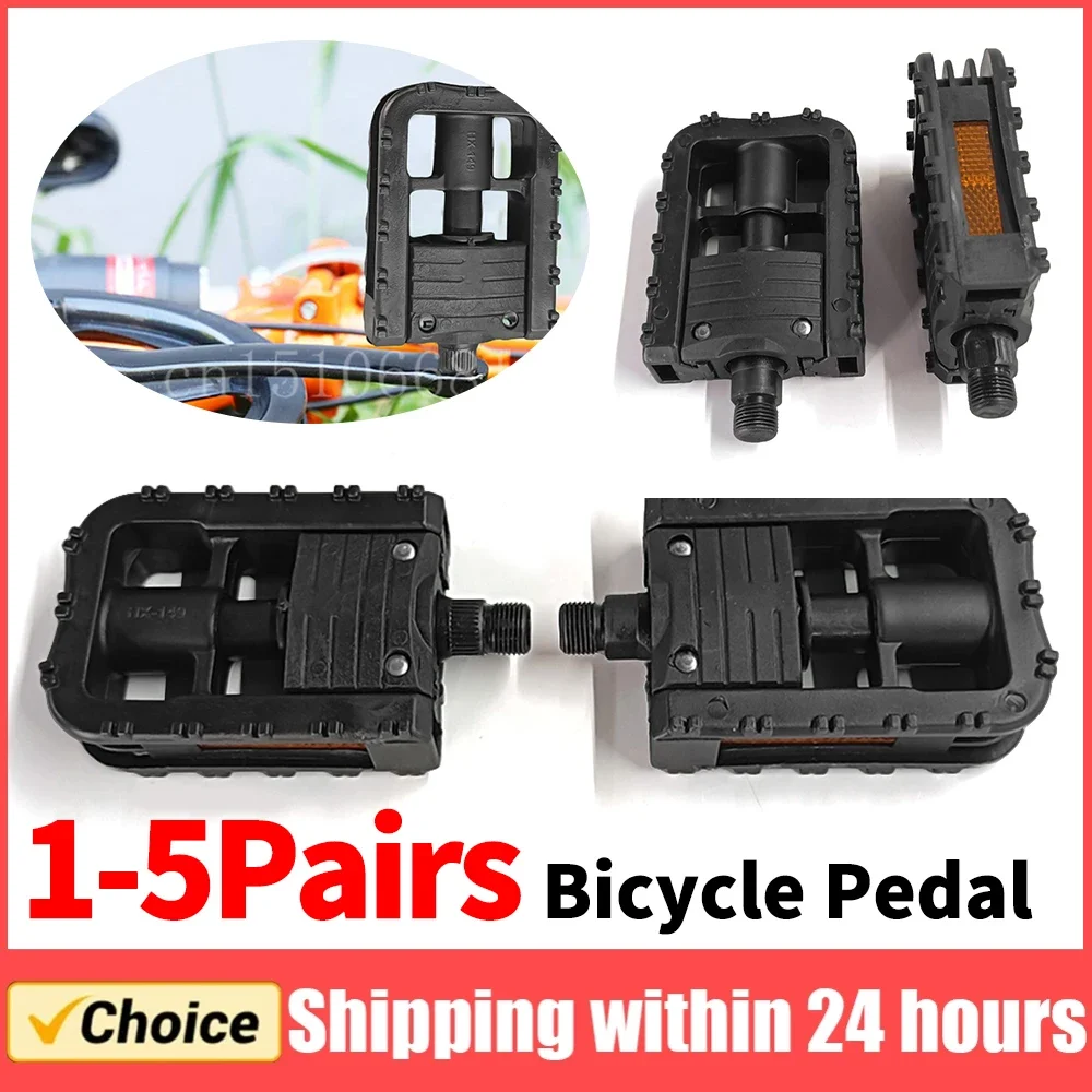 1-5Pairs Bicycle Platform Pedals Mountain Bike Pedals with Safety Reflector Non-slip Bicycle Pedal Footboard Universal