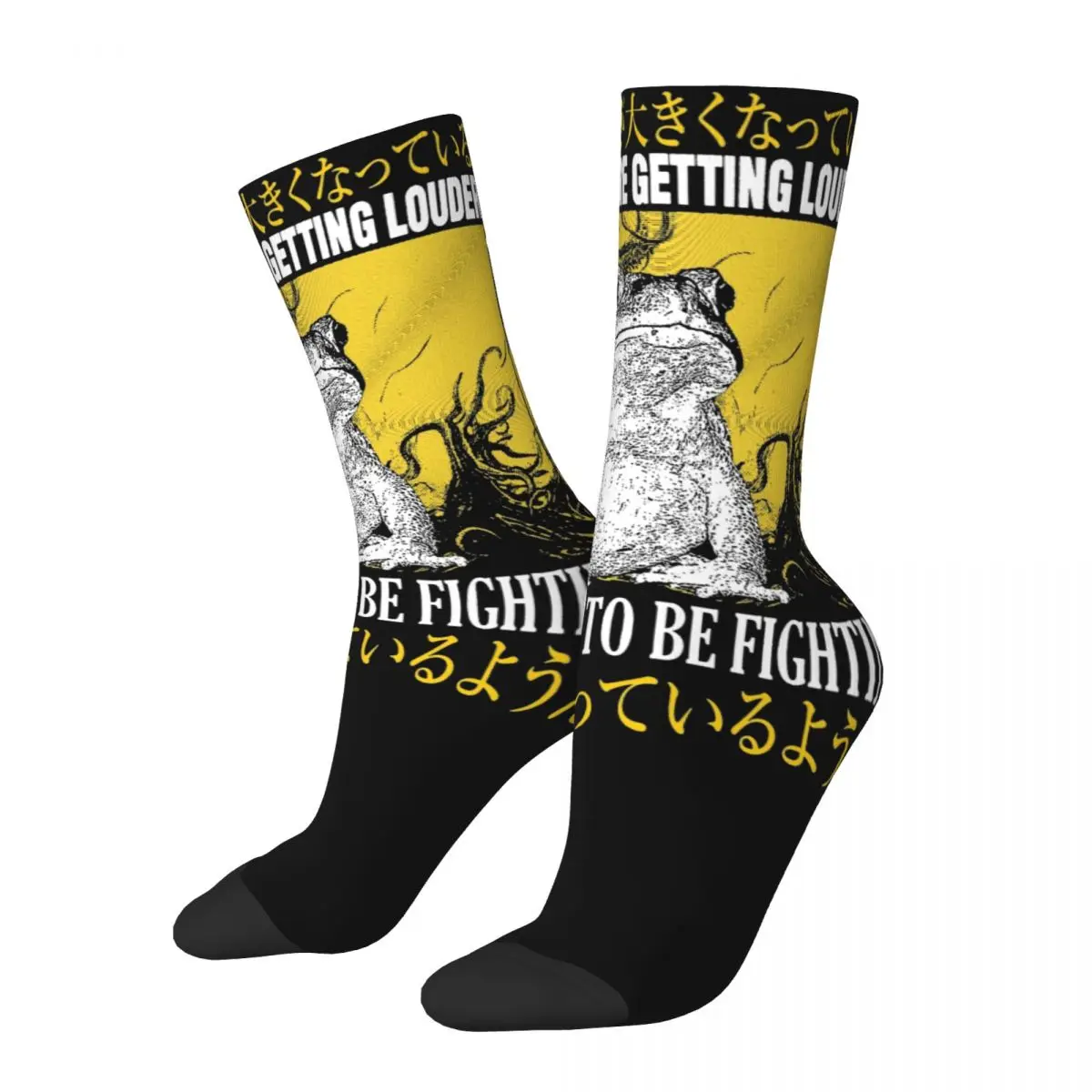 Hip-hop The Voices Are Getting Louder Frog Theme Design Print Socks Merch All Season Warm Long Socks Non-slip