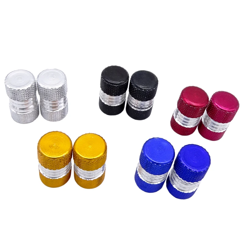 2 Pcs Universal 5 Color Car Motorbike Bike Aluminium Tyre Wheel Stem Air Valve Dust Caps Covers Black/Red/Yellow/Blue/Silve