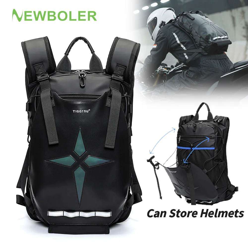 NEWBOLER New Large Capacity Multifunctional Motorcycle Helmet Bag Waterproof Motorcycle Backpack Reflective Bicycle Travel Bag
