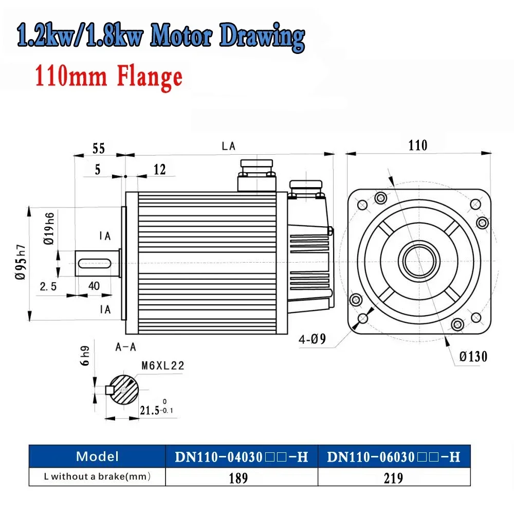 220V AC Servo Motor Driver Kit 21/23Bit Single Multi Absolute Encoder 1.2-2KW 2500RPM 110/130 Flange With RS485/EtherCAT/CANopen