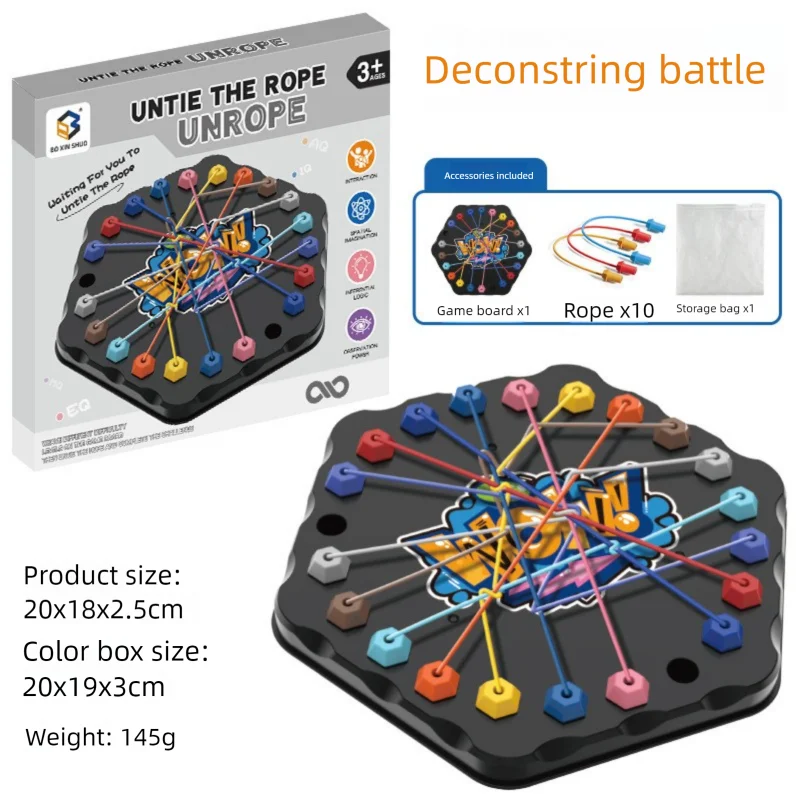 

1pc Rope Tangle Challenge, Educational Toy for Kids, Logic & Focus Enhancing, Perfect for Interactive Parent-Child Activities