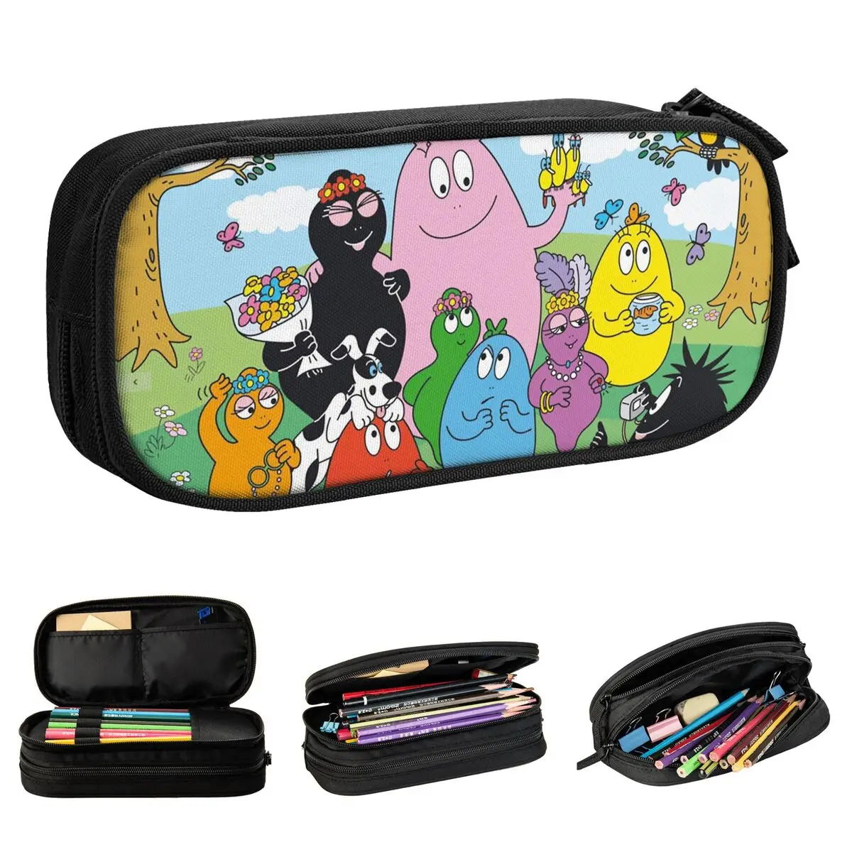 Estuches para lápices de la familia Barbapapa, estuche para lápices de dibujos animados para padres e hijos, bolsa de almacenamiento grande para estudiantes, papelería escolar